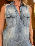 Vintage Denim Blue Fly Jumpsuit