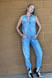 Vintage Denim Blue Fly Jumpsuit