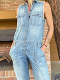 Vintage Denim Blue Fly Jumpsuit