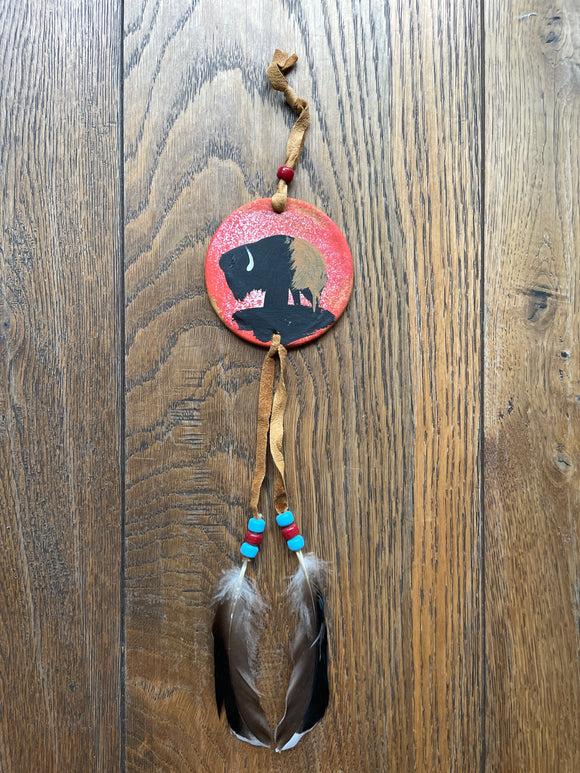 Navajo Búfalo Dreamcatcher Collar Mediano