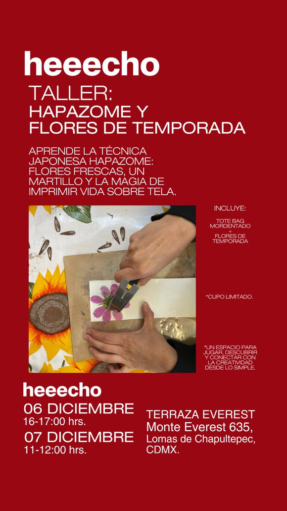 6 y 7 Diciembre en Heeecho: Taller de Estampado Botánico/ Hapazome- Ninxs y adultos